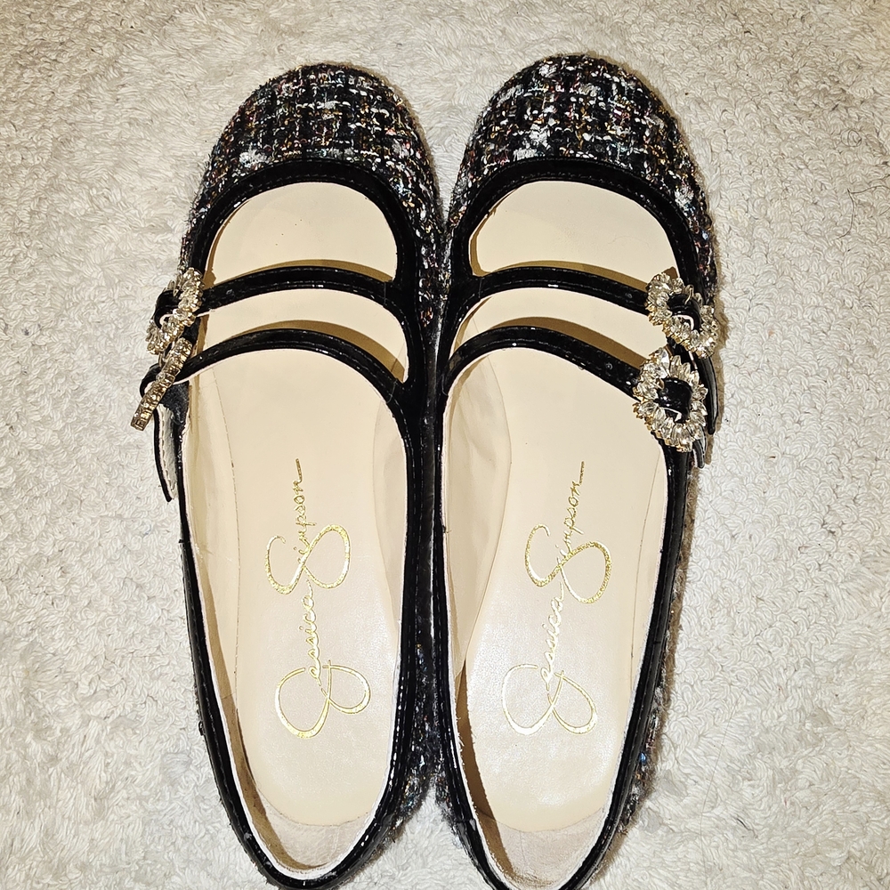 Jessica Simpson Elegant Black Tweed Women's Flat Shoes - Picture 5 of 6